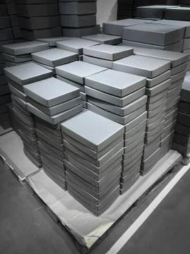 Stack of cardboard  boxes - package / shipping concept background  - Stock Photos