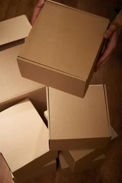 Stack of cardboard boxes the packaging Stock Photos