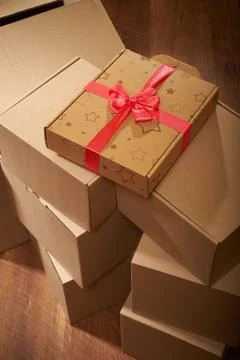 Stack of cardboard boxes the packaging Stock Photos