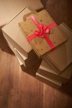 Stack of cardboard boxes the packaging Stock Photos