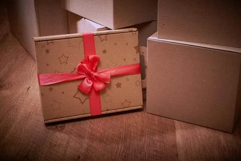 Stack of cardboard boxes the packaging Stock Photos