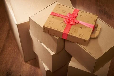 Stack of cardboard boxes the packaging Stock Photos