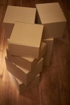 Stack of cardboard boxes the packaging Stock Photos