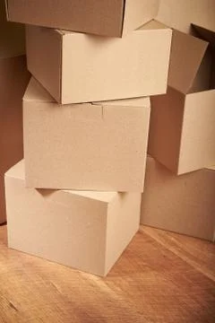 Stack of cardboard boxes the packaging Stock Photos