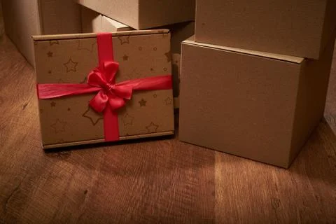 Stack of cardboard boxes the packaging Stock Photos