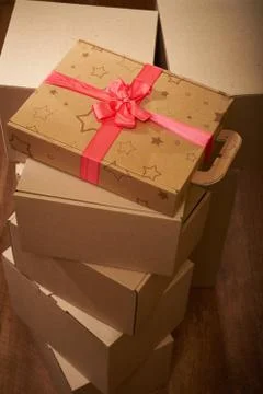 Stack of cardboard boxes the packaging Stock Photos