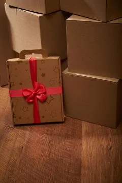 Stack of cardboard boxes the packaging Stock Photos