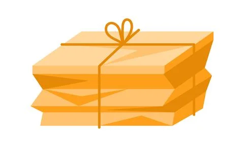 Stack of Cardboard Boxes Tied with String Representing Shipping and Delivery Stockillustratie