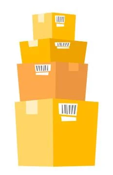 Stack of cardboard boxes vector illustration. Stock Illustration