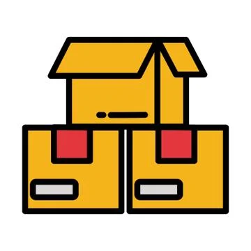 Stack of cardboard boxes on white background Stock Illustration