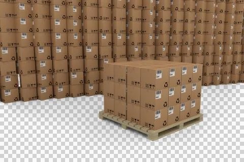 Stack of cardboard boxes on white background Stock Illustration
