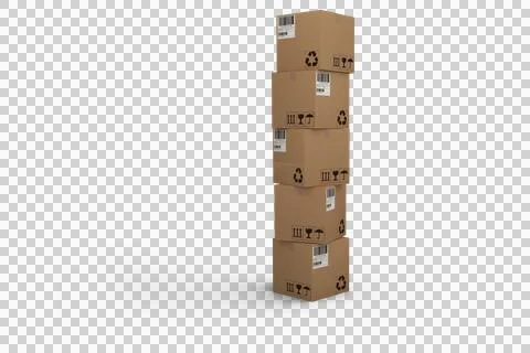 Stack of cardboard boxes on white background Foto stock