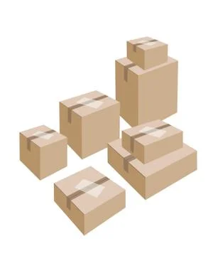 A Stack of Cardboard Boxes with White Labels Stock Illustration
