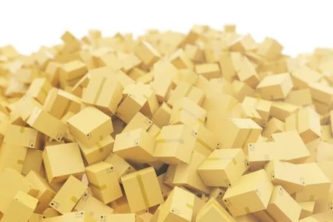 Stack of cardboard delivery boxes or parcels background. 3d rendering Illustrazione stock