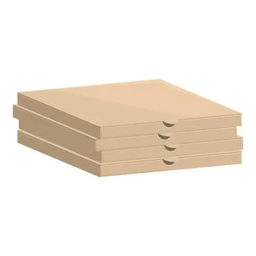 Stack of cardboard pizza boxes on white background Illustrazione stock