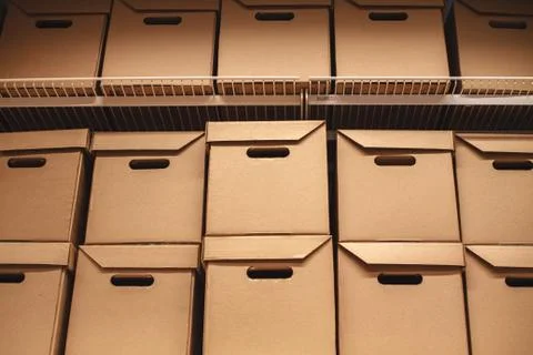 Stack of cardboard. Recycling of materials. Eco-friendly packaging. Cardboard Foto stock