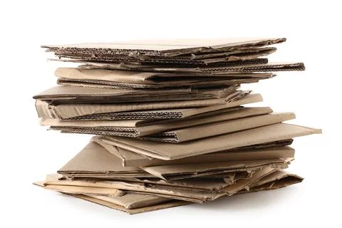 Stack of cardboard sheets isolated on white background Fotos de archivo