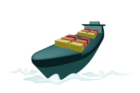 Stack of Cargo Container on Cargo Ship Stock Illustration