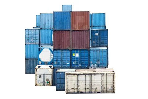 Stack of cargo container Stock Photos