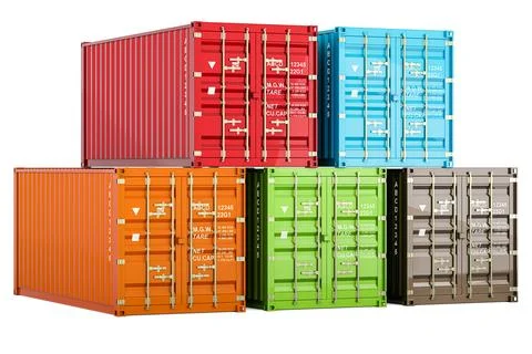 Stack of cargo containers. 3D rendering Stockillustratie