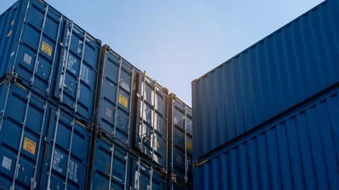 Stack cargo containers box, Cargo freight ship for import export logistics .. Foto stock