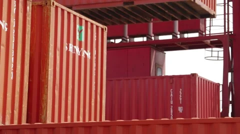 Stack Of Cargo Containers At The Docks Stock Footage 61737391