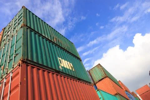 Stack of Cargo Containers at the docks Stock Photos