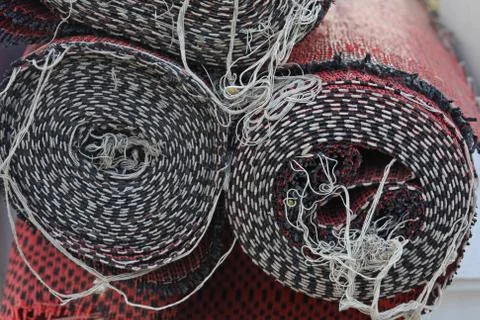 Stack of carpets or mats Stock Photos