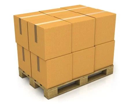 Stack of carton boxes on a pallet Stock Illustration