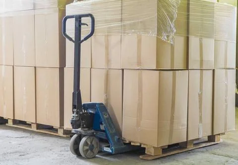 Stack of carton boxes on pallet ready for transport. Stack of carton boxes... Stock Photos
