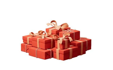 Stack of cartoon style gift boxes, 3d rendering. Stock Illustration