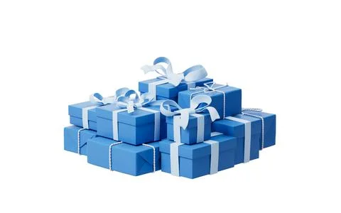 Stack of cartoon style gift boxes, 3d rendering. Stock Illustration