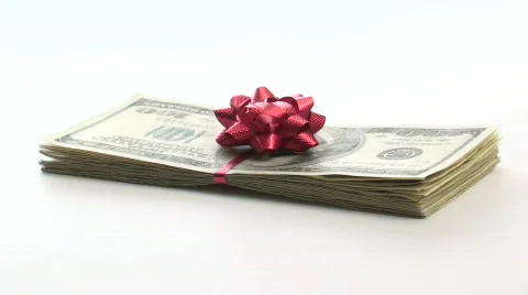 Stack of cash with bow loop V2 - HD Stock Footage 571735