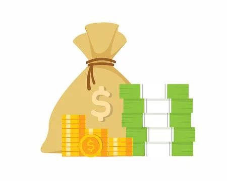 Stack of cash dollar banknotes symbol of saving money investment growth Stock Illustration