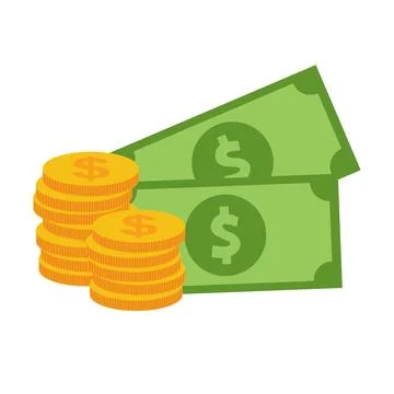 Stack of cash dollar bills. Paper money icon. Flat design. Vector illustratio Stock Illustration