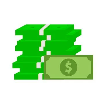 Stack of cash dollar bills. Paper money icon. Flat design. Vector illustratio Stock Illustration