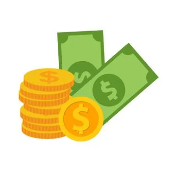 Stack of cash dollar bills. Paper money icon. Flat design. Vector illustratio Stock Illustration