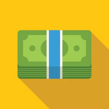Stack of cash wrapped with blue ribbon on yellow background Stock Illustration