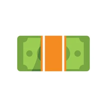 Stack of cash wrapped with orange paper band representing savings Illustrazione stock