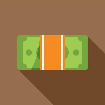 Stack of cash wrapped with orange ribbon symbolizing wealth and savings Stock Illustration