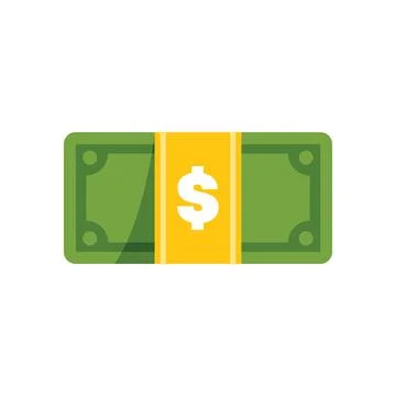 Stack of cash wrapped with yellow strap featuring dollar sign Stock Illustration