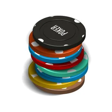 Stack of casino chips in 3D, vector illustration. Stock Illustration