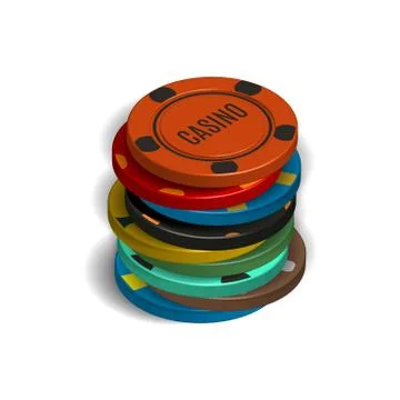 Stack of casino chips in 3D, vector illustration. Stock Illustration