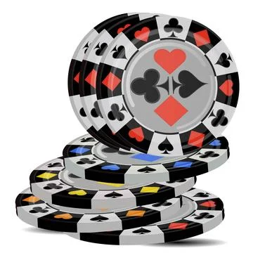 Stack of Casino Poker Chips with Card Suit Icons Ilustración de archivo