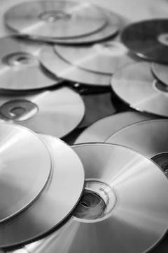 Stack of CD and DVD Discs for Data Storage and Media Use Stock Photos