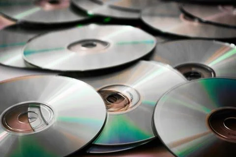 Stack of CD and DVD Discs for Data Storage and Media Use Stock Photos