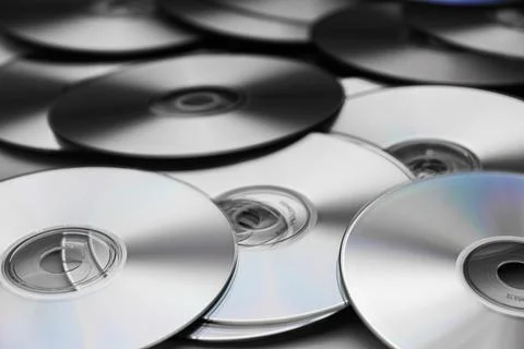 Stack of CD and DVD Discs for Data Storage and Media Use Foto stock