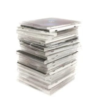 Stack of cd dvd cases isolated Foto stock