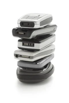 Stack of cellphones Stock Photos
