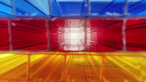 Stack of cellular polycarbonate sheets on table macro Stock Footage 234318886